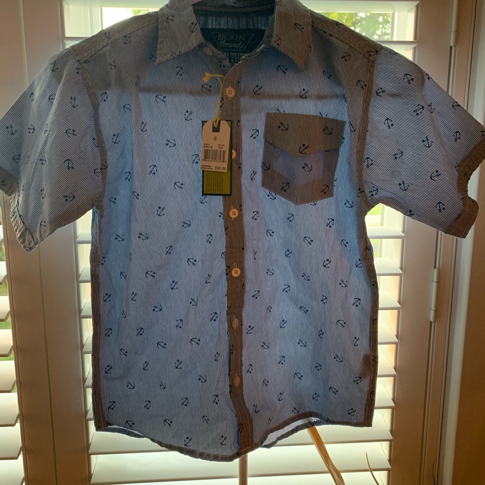 Boys anchor button down shirt